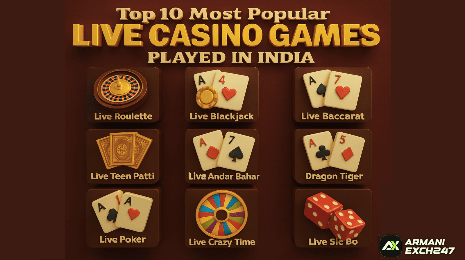 Top 10 Most Popular Live Casino Games Played in India